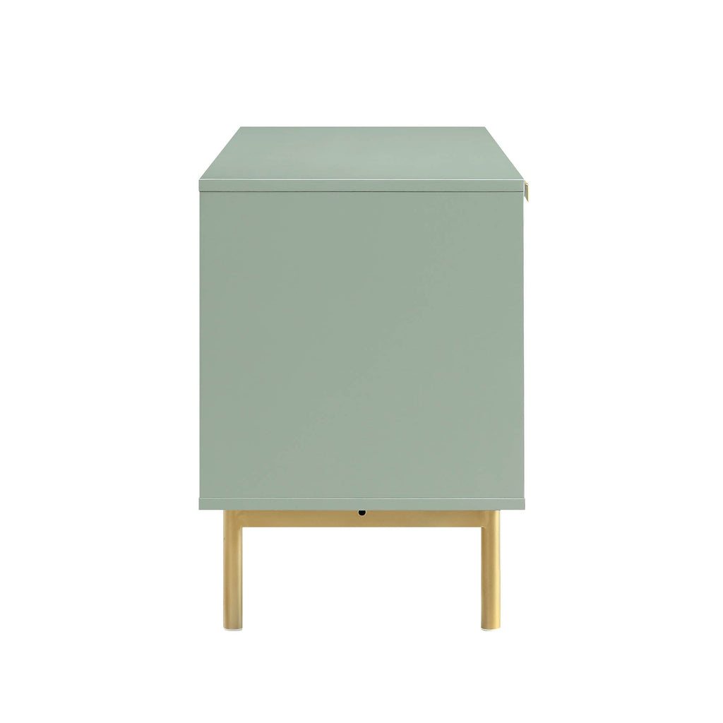 Ridged TV Media Unit, Matte Sage Green