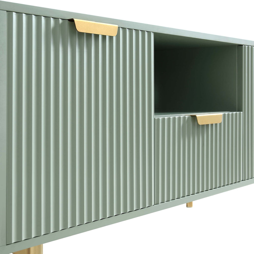 Ridged TV Media Unit, Matte Sage Green