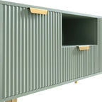 Ridged TV Media Unit, Matte Sage Green