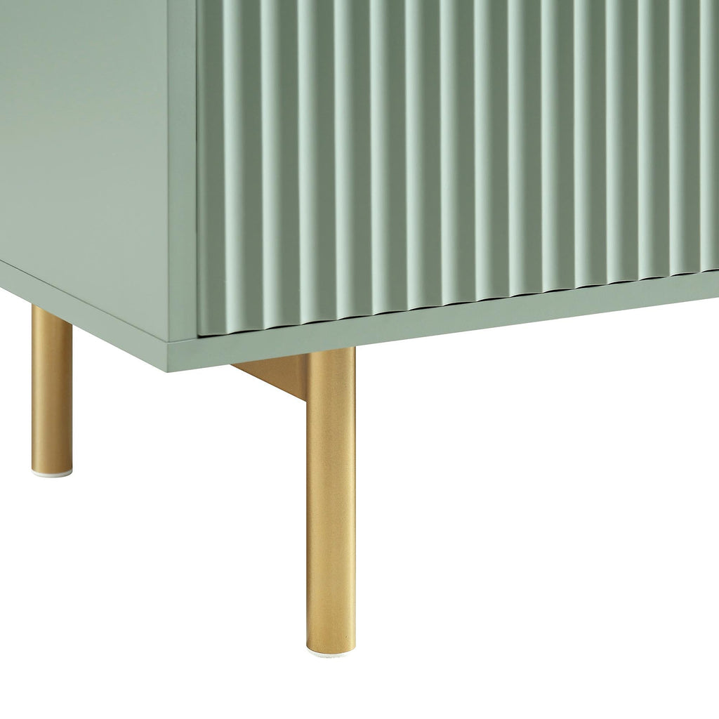 Ridged TV Media Unit, Matte Sage Green