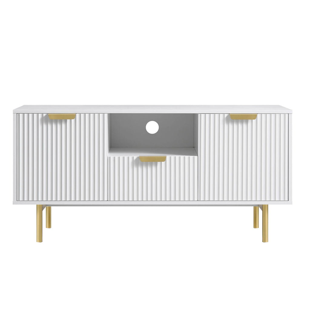 Ridged TV Media Unit, Matte White