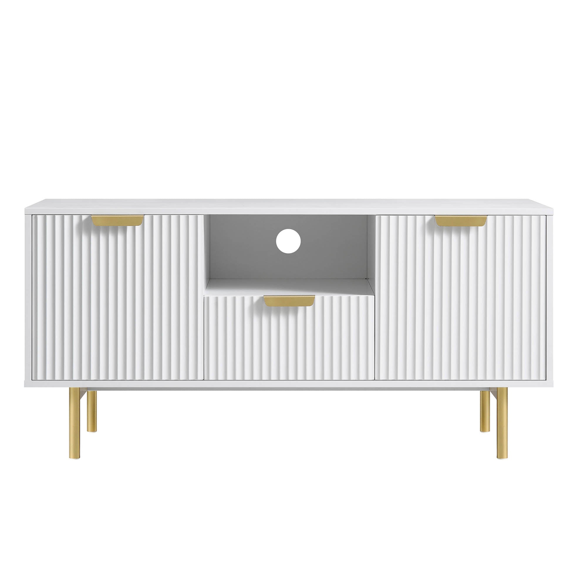 Ridged TV Media Unit, Matte White