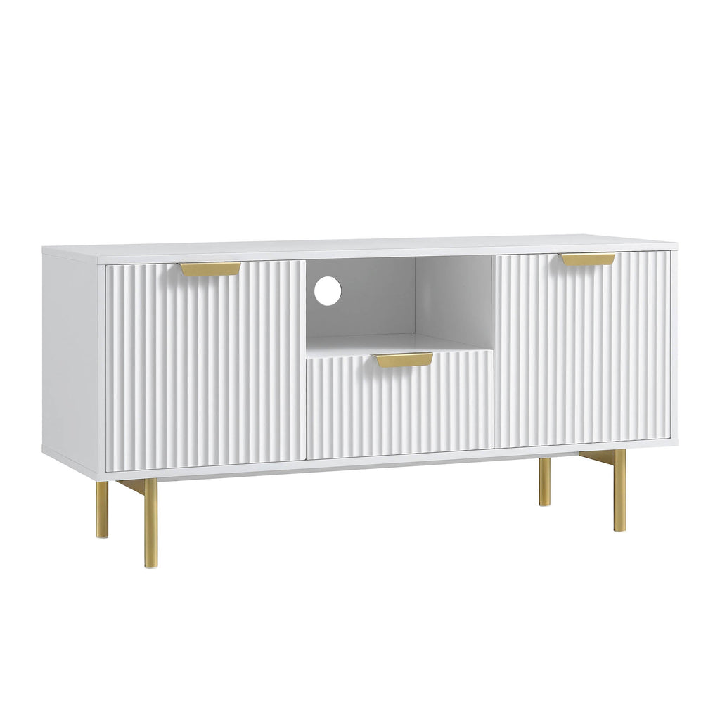 Ridged TV Media Unit, Matte White