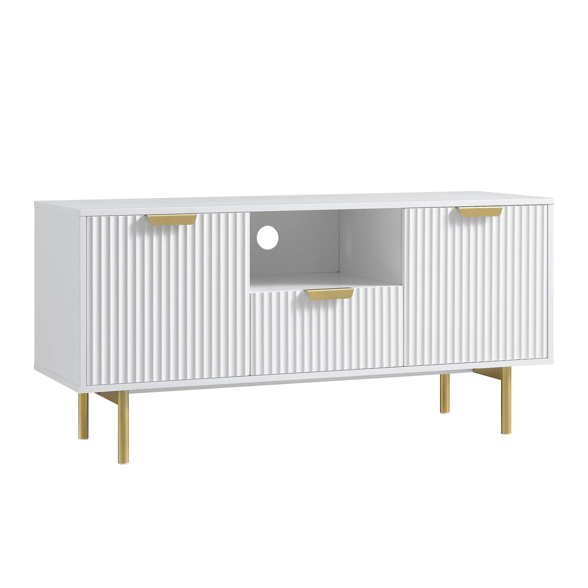 Ridged TV Media Unit, Matte White
