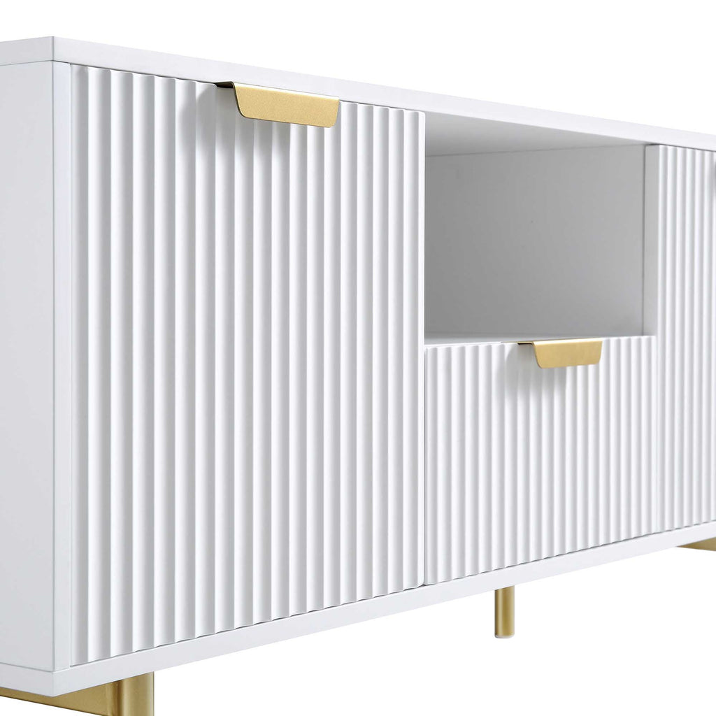 Ridged TV Media Unit, Matte White