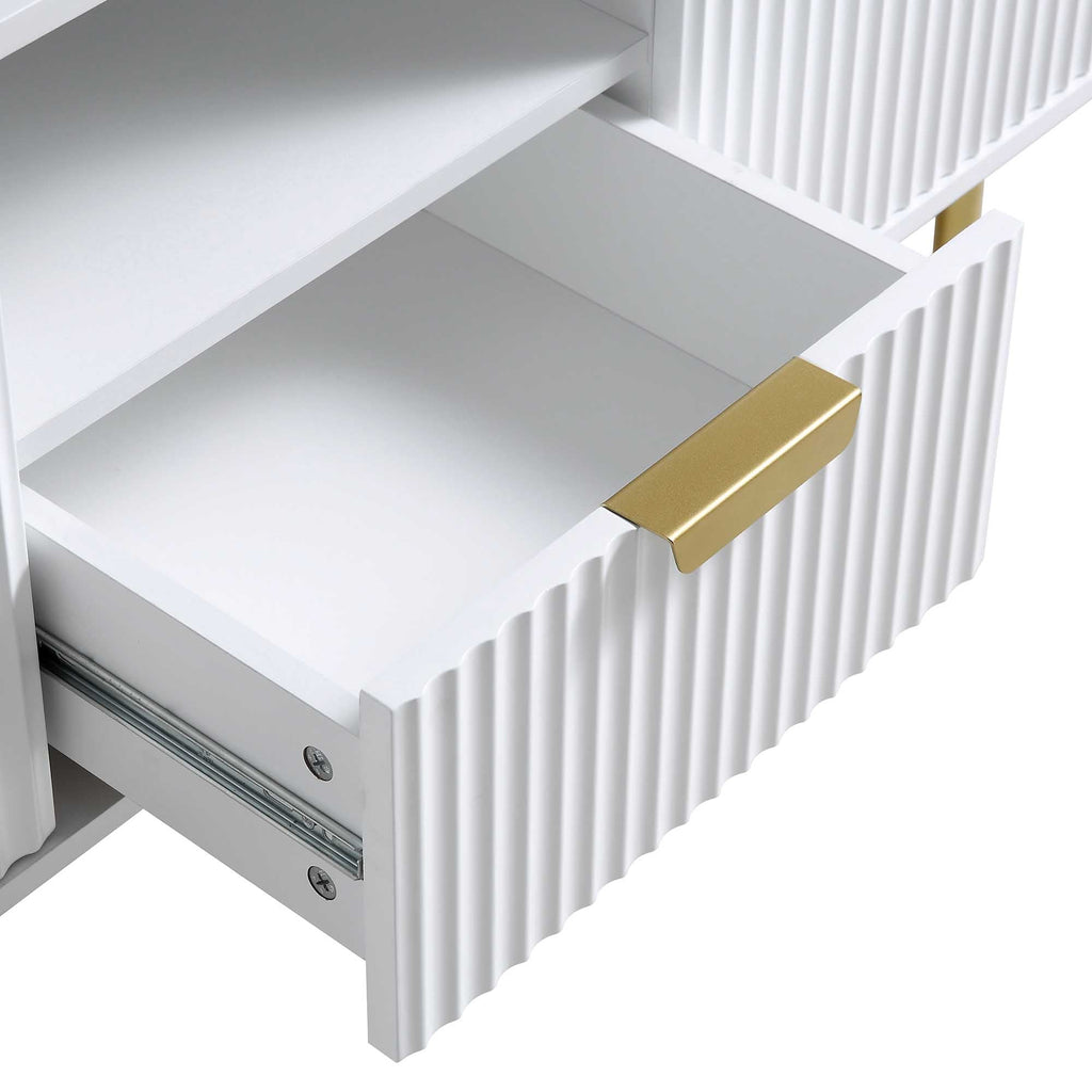 Ridged TV Media Unit, Matte White