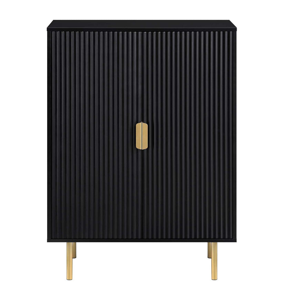 Ridged Highboard Storage Cabinet, Matte Black