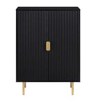 Ridged Highboard Storage Cabinet, Matte Black