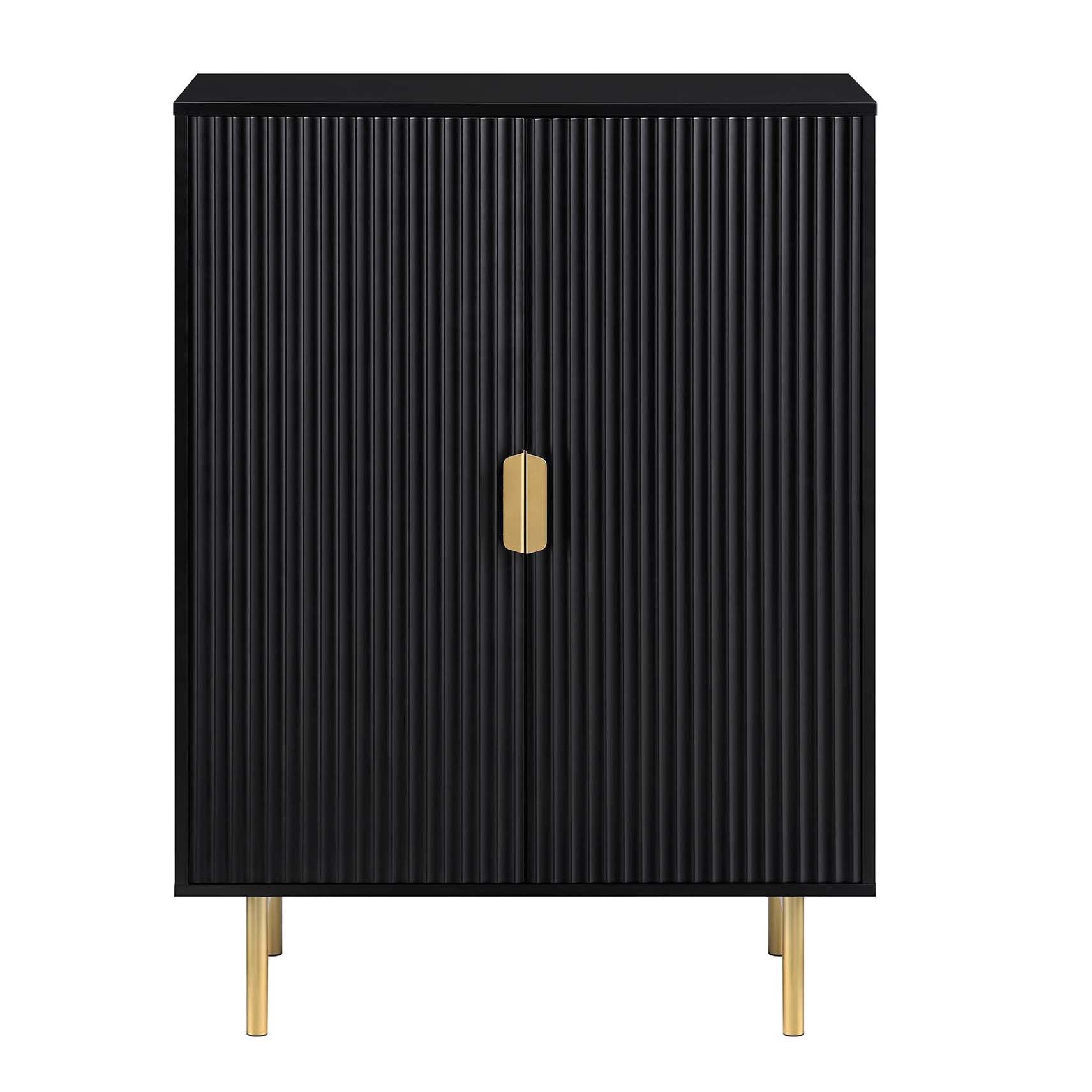 Ridged Highboard Storage Cabinet, Matte Black