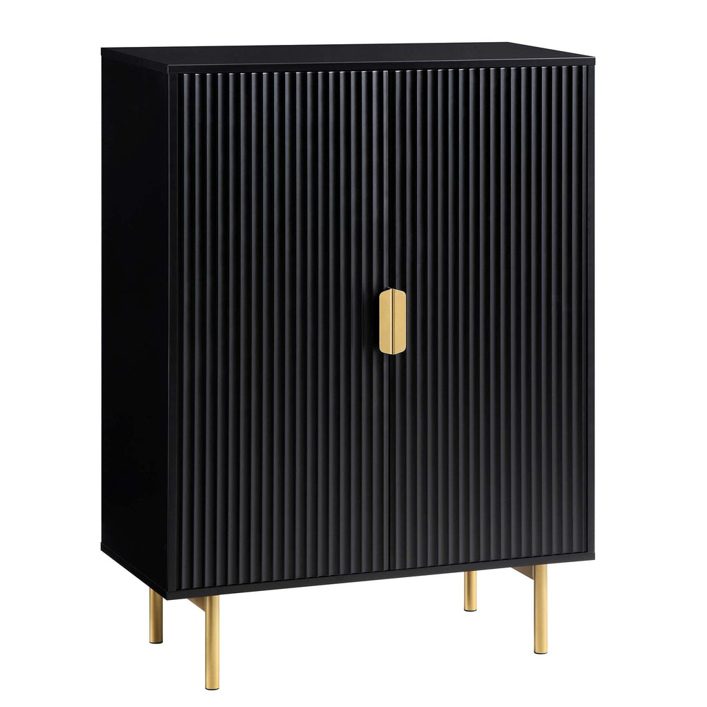 Ridged Highboard Storage Cabinet, Matte Black