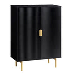 Ridged Highboard Storage Cabinet, Matte Black
