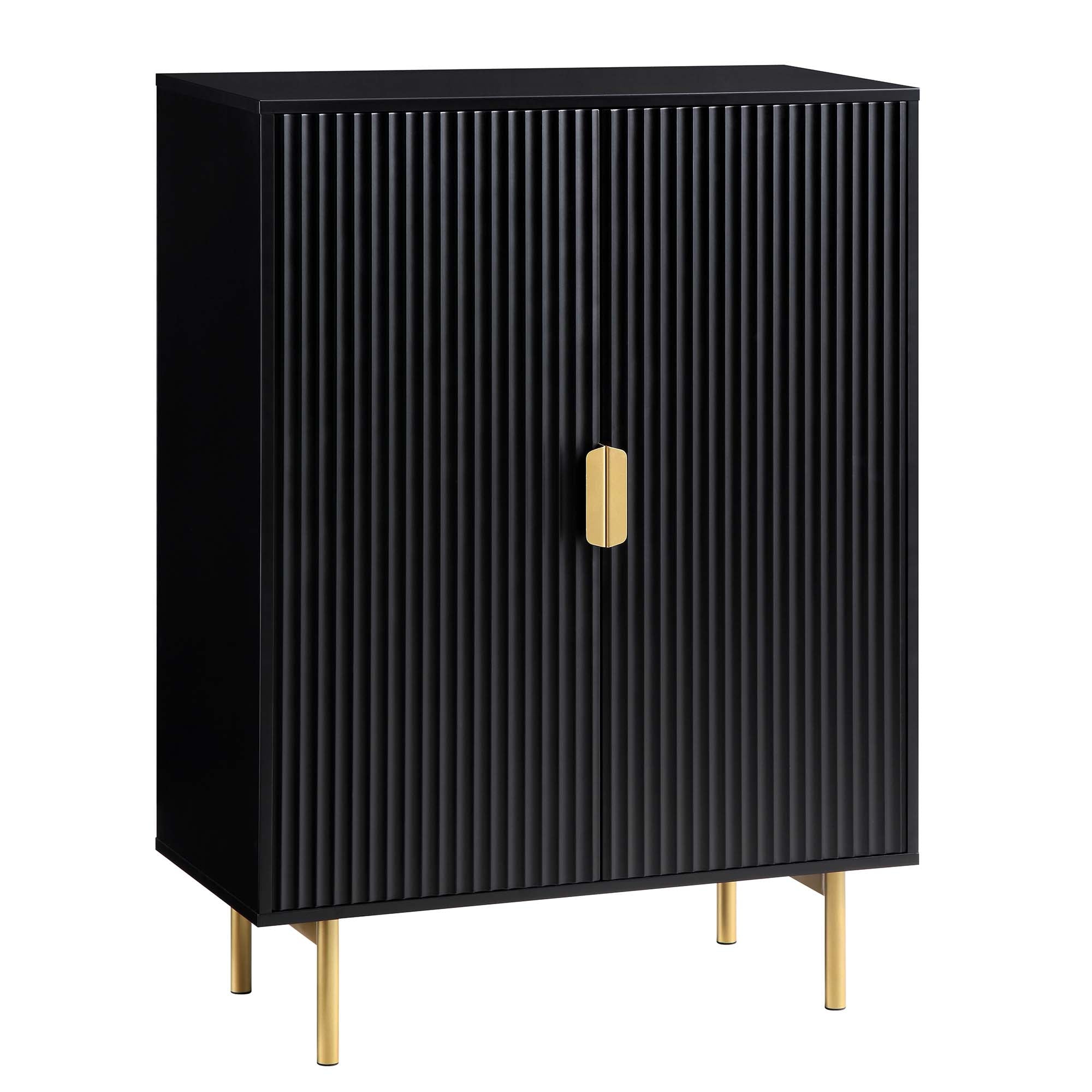 Ridged Highboard Storage Cabinet, Matte Black