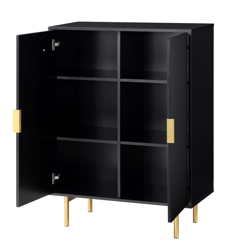Ridged Highboard Storage Cabinet, Matte Black