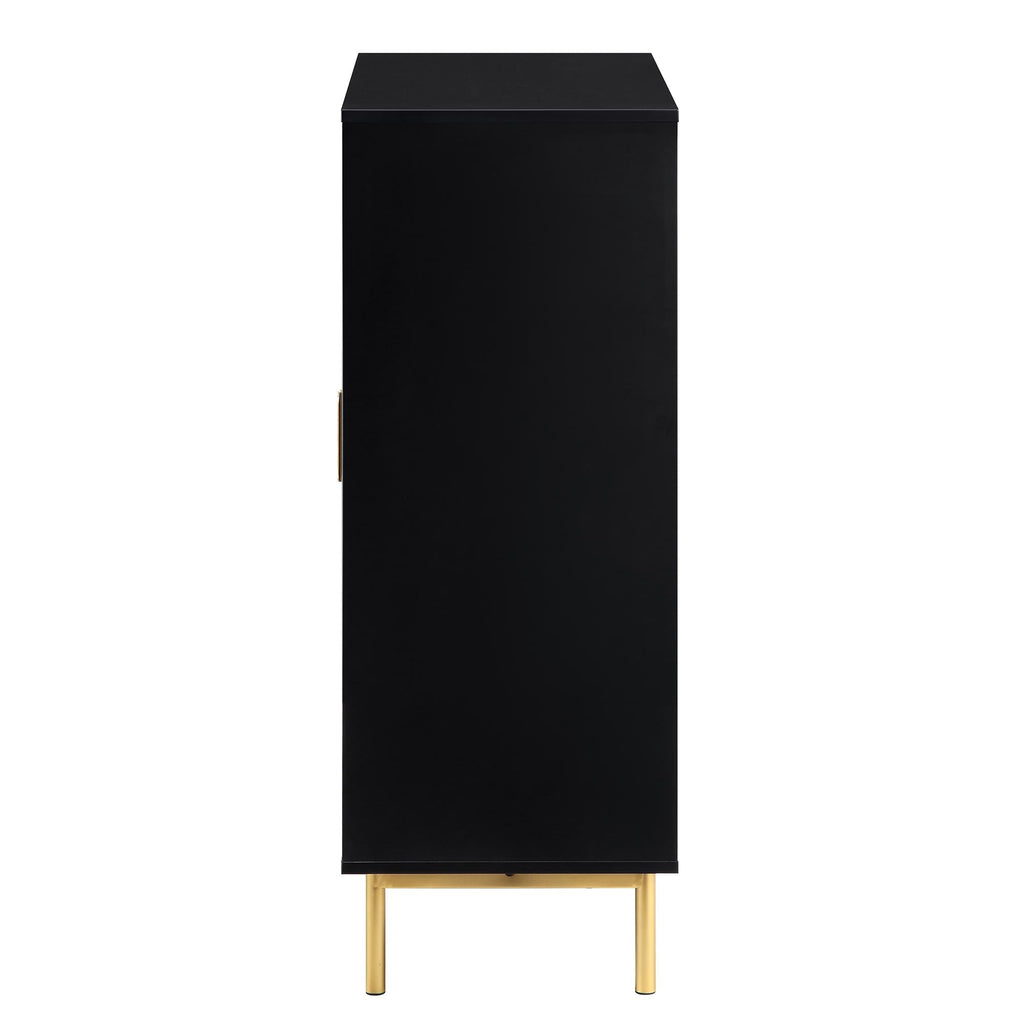 Ridged Highboard Storage Cabinet, Matte Black