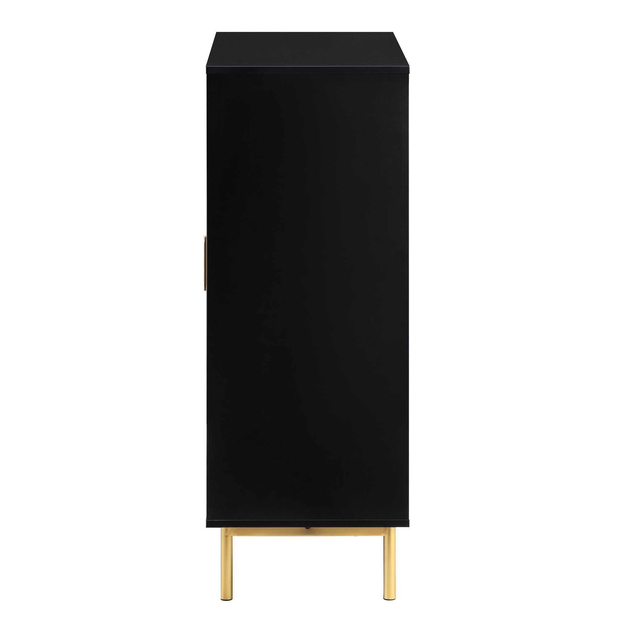 Ridged Highboard Storage Cabinet, Matte Black