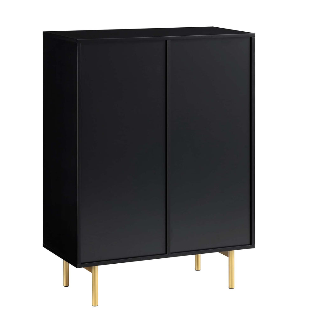 Ridged Highboard Storage Cabinet, Matte Black