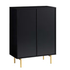 Ridged Highboard Storage Cabinet, Matte Black