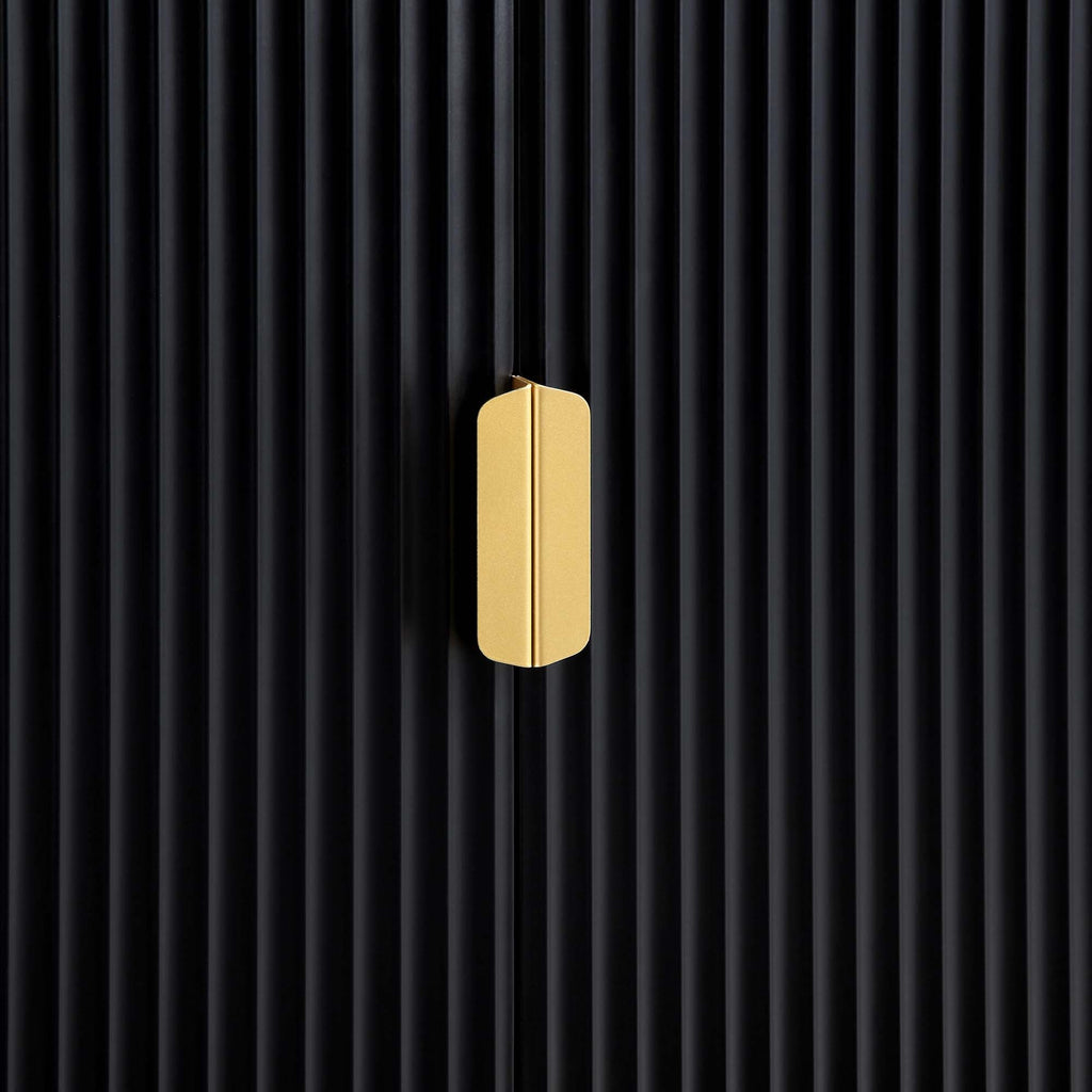 Ridged Highboard Storage Cabinet, Matte Black