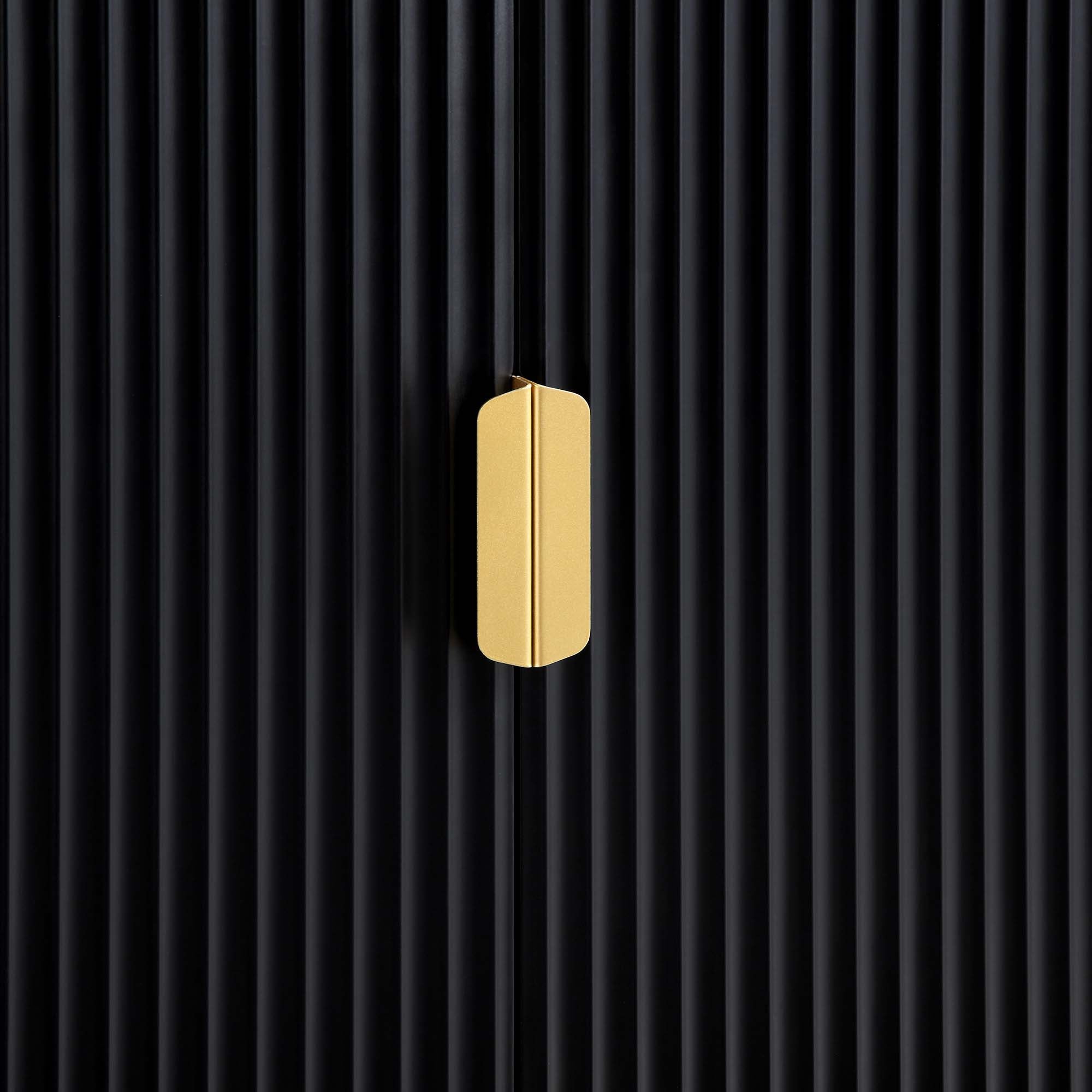 Ridged Highboard Storage Cabinet, Matte Black