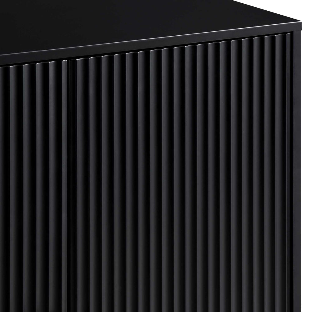 Ridged Highboard Storage Cabinet, Matte Black