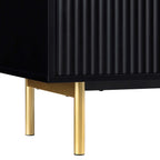 Ridged Highboard Storage Cabinet, Matte Black