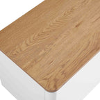 Curved Edge 59in. Wide TV Unit, Off White with Oak Top