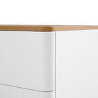 Curved Edge 59in. Wide TV Unit, Off White with Oak Top
