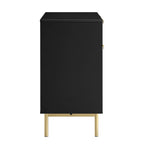 Ridged 2-Door Cabinet with Drawers, Matte Black
