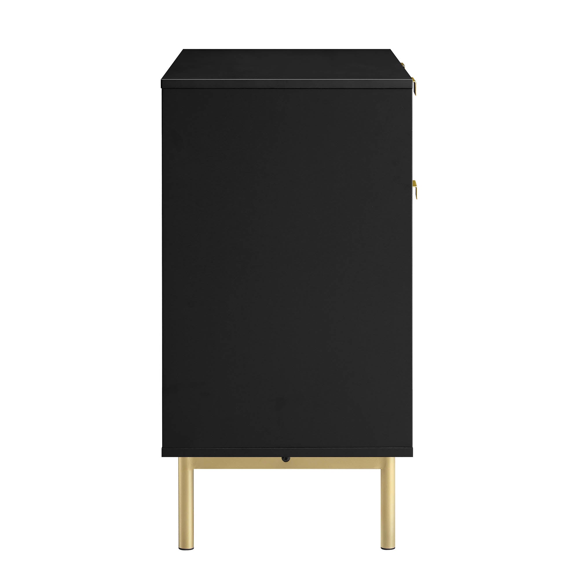 Ridged 2-Door Cabinet with Drawers, Matte Black