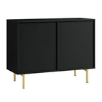 Ridged 2-Door Cabinet with Drawers, Matte Black