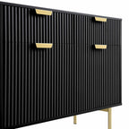 Ridged 2-Door Cabinet with Drawers, Matte Black