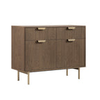 Ridged 2-Door Cabinet with Drawers, Dark Ash