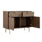 Ridged 2-Door Cabinet with Drawers, Dark Ash