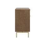 Ridged 2-Door Cabinet with Drawers, Dark Ash