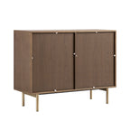 Ridged 2-Door Cabinet with Drawers, Dark Ash