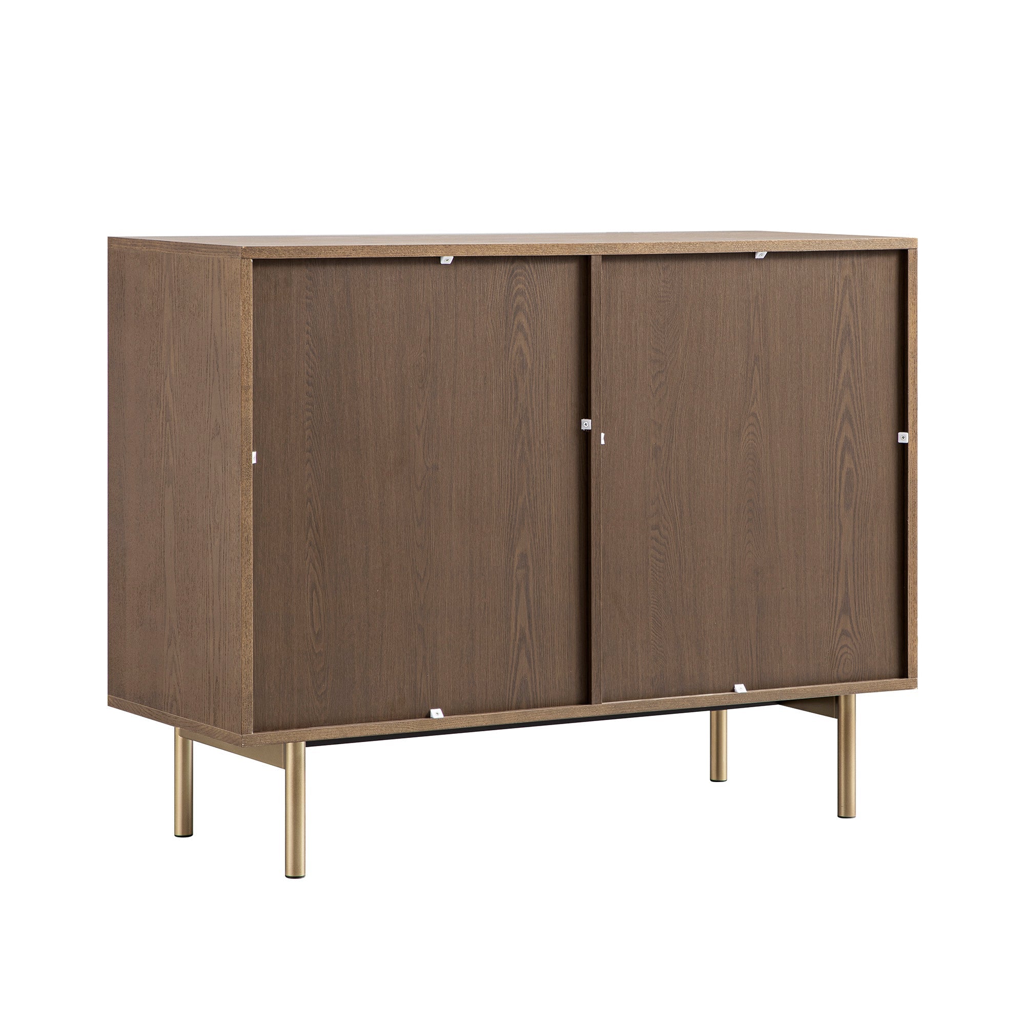 Ridged 2-Door Cabinet with Drawers, Dark Ash