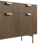 Ridged 2-Door Cabinet with Drawers, Dark Ash