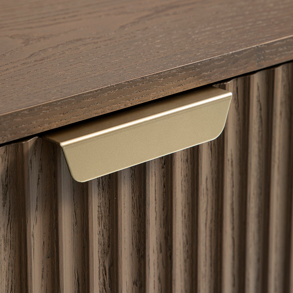 Ridged 2-Door Cabinet with Drawers, Dark Ash