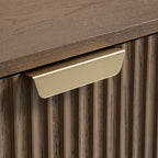 Ridged 2-Door Cabinet with Drawers, Dark Ash