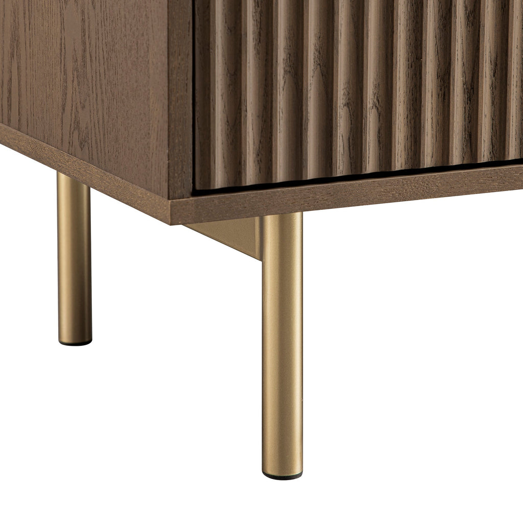 Ridged 2-Door Cabinet with Drawers, Dark Ash