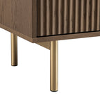 Ridged 2-Door Cabinet with Drawers, Dark Ash