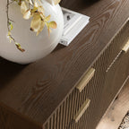 Ridged 2-Door Cabinet with Drawers, Dark Ash
