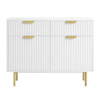 Ridged 2-Door Cabinet with Drawers, Matte White