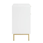 Ridged 2-Door Cabinet with Drawers, Matte White