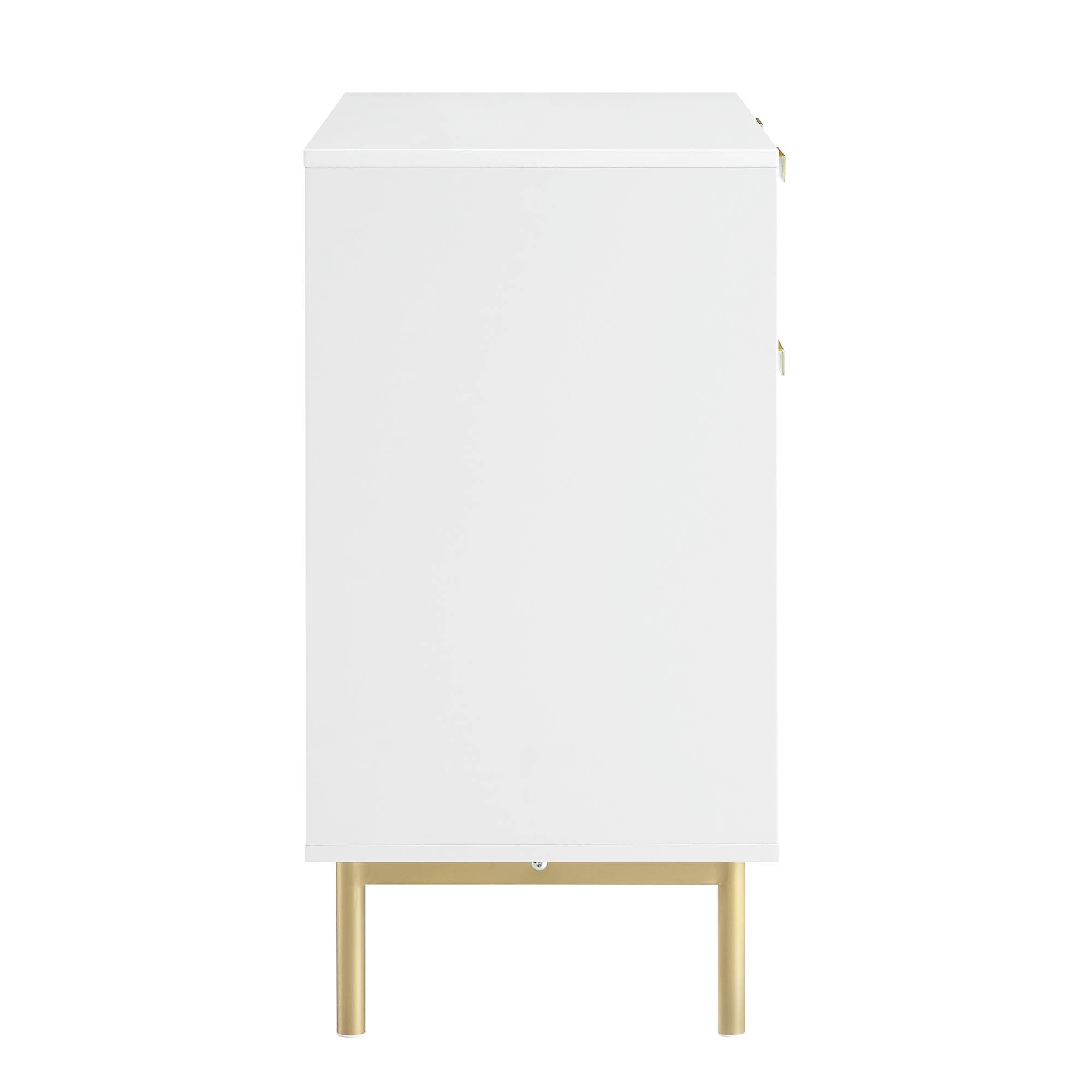 Ridged 2-Door Cabinet with Drawers, Matte White