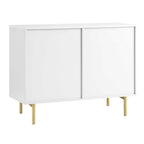 Ridged 2-Door Cabinet with Drawers, Matte White