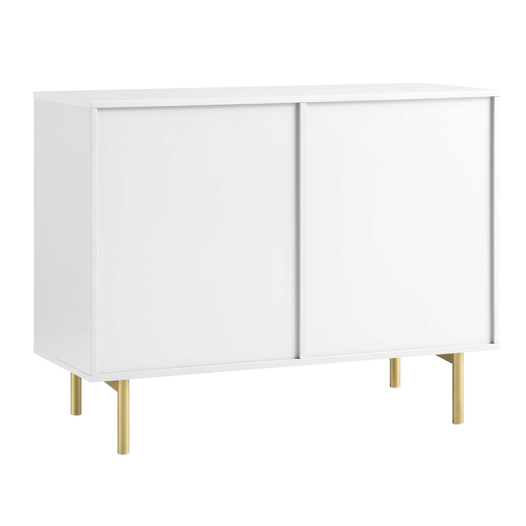Ridged 2-Door Cabinet with Drawers, Matte White