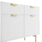 Ridged 2-Door Cabinet with Drawers, Matte White