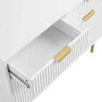 Ridged 2-Door Cabinet with Drawers, Matte White