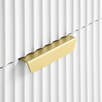 Ridged 2-Door Cabinet with Drawers, Matte White